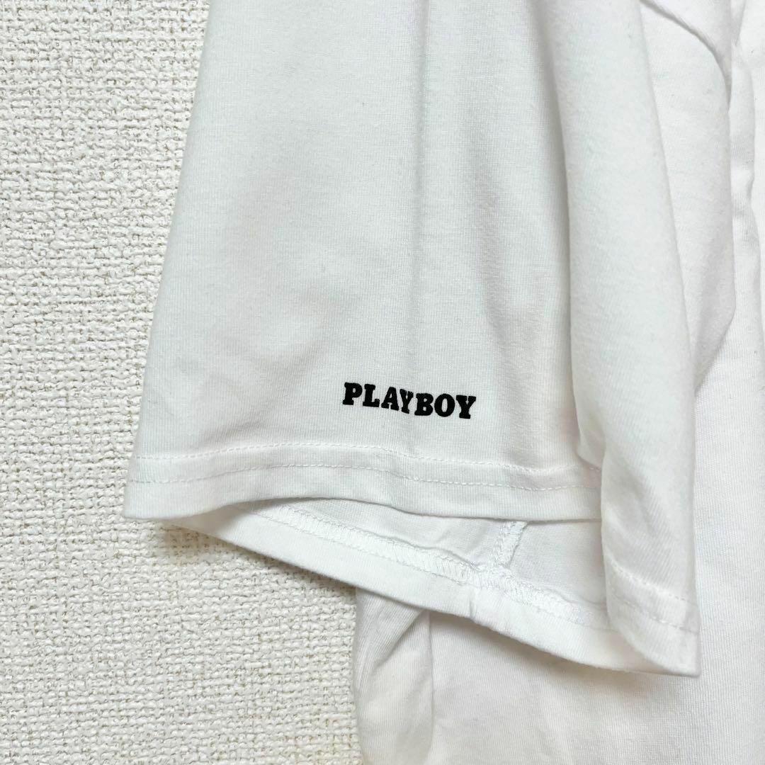 PLAYBOY(プレイボーイ)のPLAYBOY　プレイボーイ　半袖白ロゴTシャツ　半袖　白Tシャツ　ロゴTシャツ レディースのトップス(Tシャツ(半袖/袖なし))の商品写真