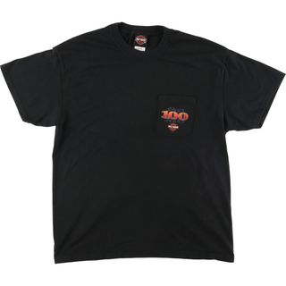 ハーレーダビッドソン(Harley Davidson)の古着 00年代 ハーレーダビッドソン Harley-Davidson バックプリント モーターサイクル バイクTシャツ USA製 メンズL /eaa448620(Tシャツ/カットソー(半袖/袖なし))