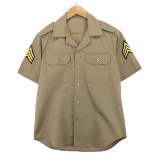 古着 70年代 米軍実品 オープンカラー 半袖 ミリタリーシャツ USA製 メンズM ヴィンテージ /eaa447532(シャツ)