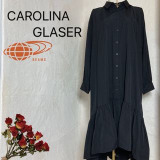 CAROLINA GLASER - 美品☆ カロリナグレイサー　シャツワンピース　裾フリル　ブラック　ビームス