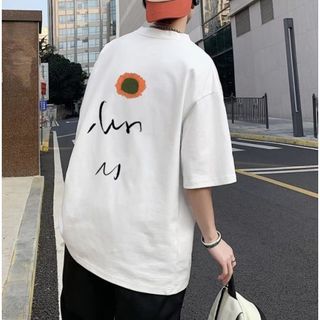 シンプル 白 Tシャツ 七分丈 XL オーバーサイズ 無地 メンズ ストリート(Tシャツ/カットソー(半袖/袖なし))