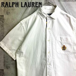 POLO RALPH LAUREN - 希少 美品 ポロバイラルフローレン 半袖シャツ エンブレム刺繍ロゴ ホワイト M