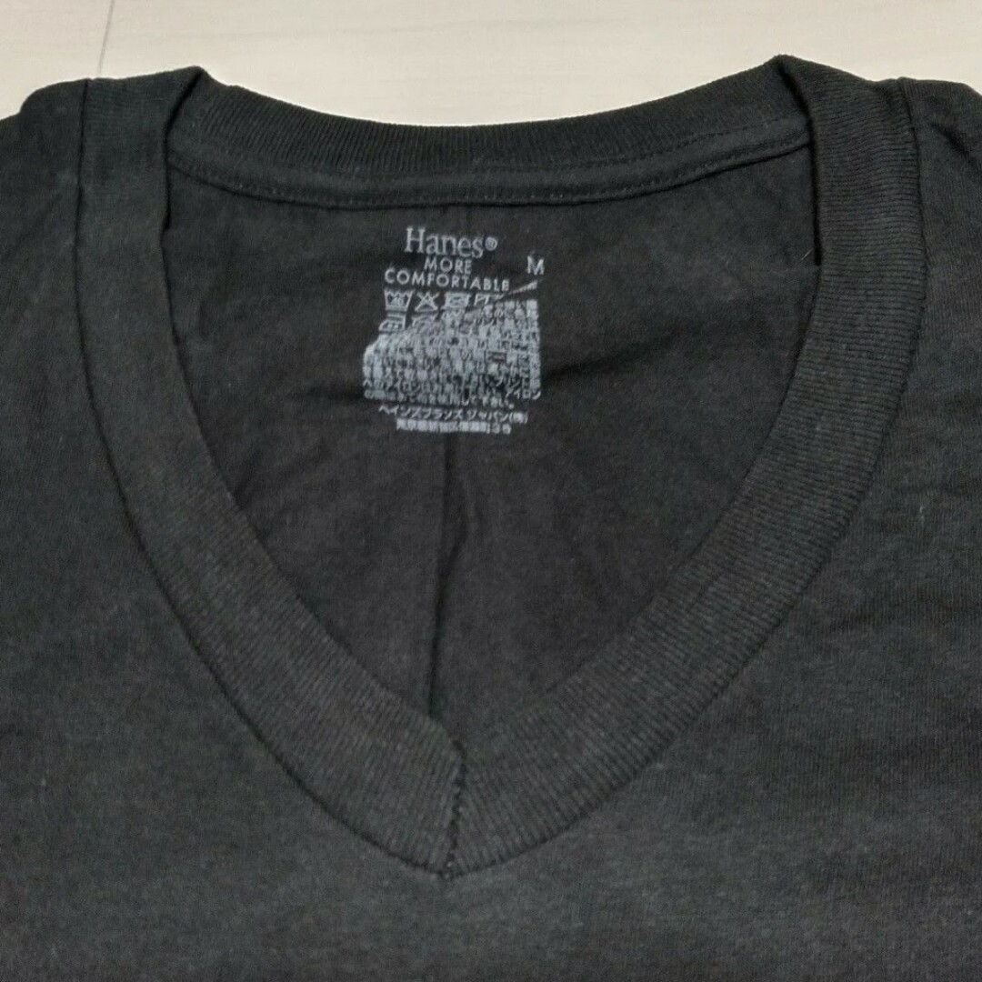 Hanes(ヘインズ)の2枚セット Hanes ヘインズ スパンコットン Vネック Tシャツ 黒 M メンズのトップス(Tシャツ/カットソー(半袖/袖なし))の商品写真
