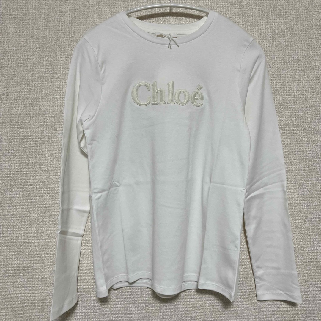 Chloe(クロエ)のクロエ ロングスリーブ Tシャツ ホワイト ロゴ 14 レディースのトップス(Tシャツ(長袖/七分))の商品写真