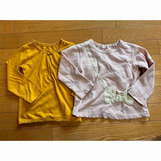 グローバルワーク(GLOBAL WORK)の女の子向けキッズ服　ピンク、イエロー　長袖トップス　100cm 2着(Tシャツ/カットソー)