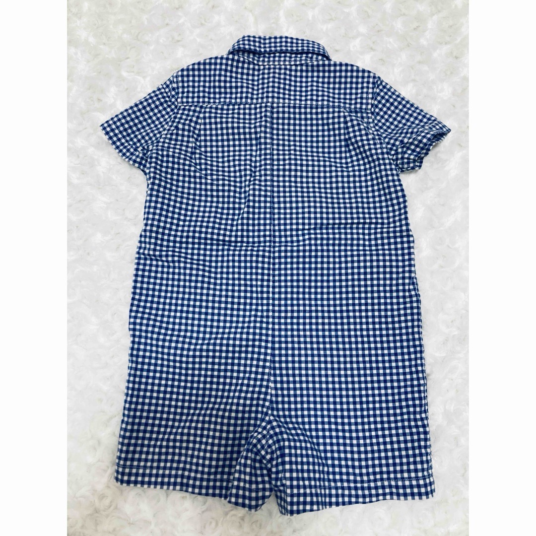 POLO RALPH LAUREN(ポロラルフローレン)のラルフローレン ポロベア ギンガム ショートオール ロンパース 9M 70サイズ キッズ/ベビー/マタニティのベビー服(~85cm)(カバーオール)の商品写真