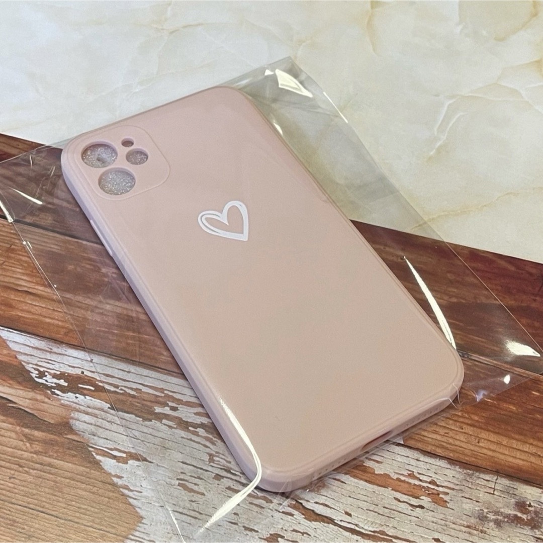 【iPhone11】iPhoneケース ピンク ハート 手書き シンプル スマホ/家電/カメラのスマホアクセサリー(iPhoneケース)の商品写真