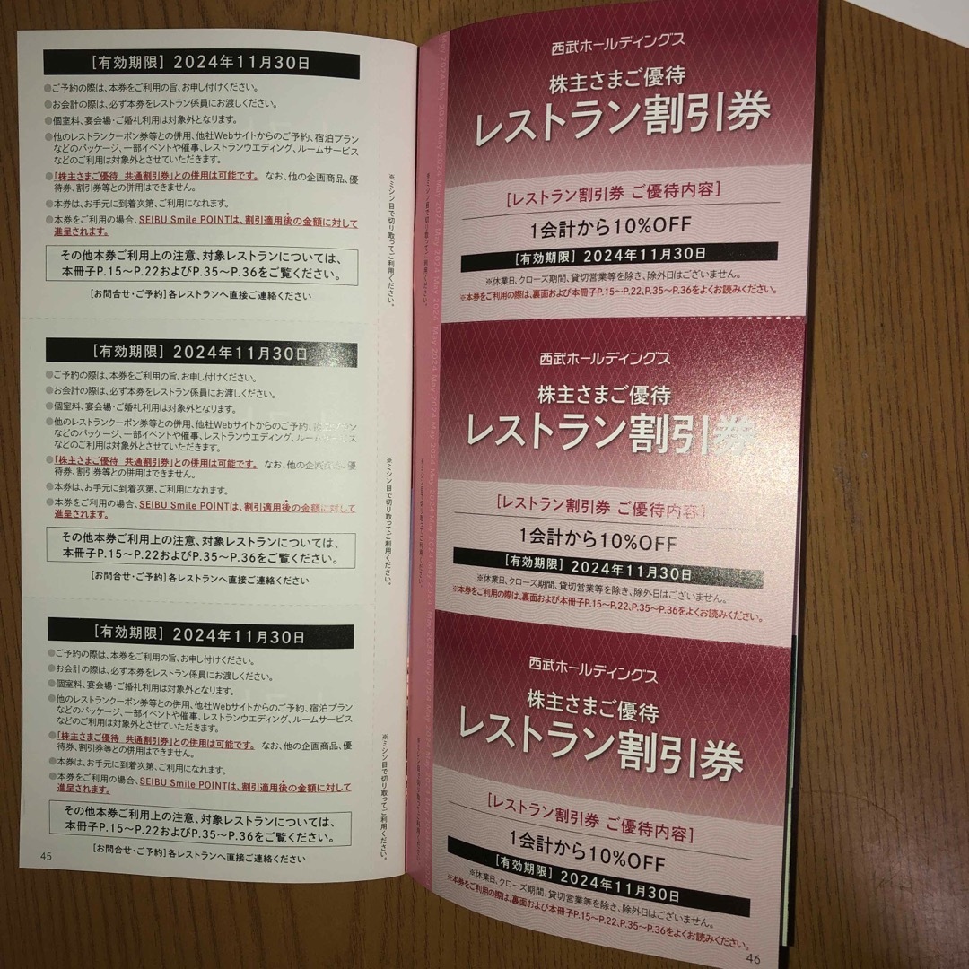 JR(ジェイアール)の西武ホールディング株主優待乗車切符　割引冊子　西武園遊園地　プリンスホテル チケットの乗車券/交通券(鉄道乗車券)の商品写真