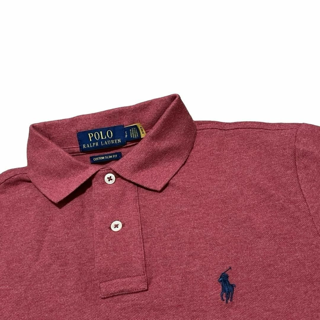 POLO RALPH LAUREN(ポロラルフローレン)のポロラルフローレン 半袖ポロシャツ 無地レッド ポニー刺繍 夏物古着 bh8 メンズのトップス(ポロシャツ)の商品写真