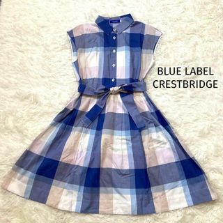 ブルーレーベルクレストブリッジ(BLUE LABEL CRESTBRIDGE)の♡ブルーレーベルクレストブリッジ♡チェックワンピース　ベルト　リボン(ひざ丈ワンピース)