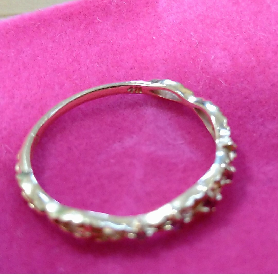 agete(アガット)のageteリングK10 ピンク石ダイヤモンド11号 レディースのアクセサリー(リング(指輪))の商品写真