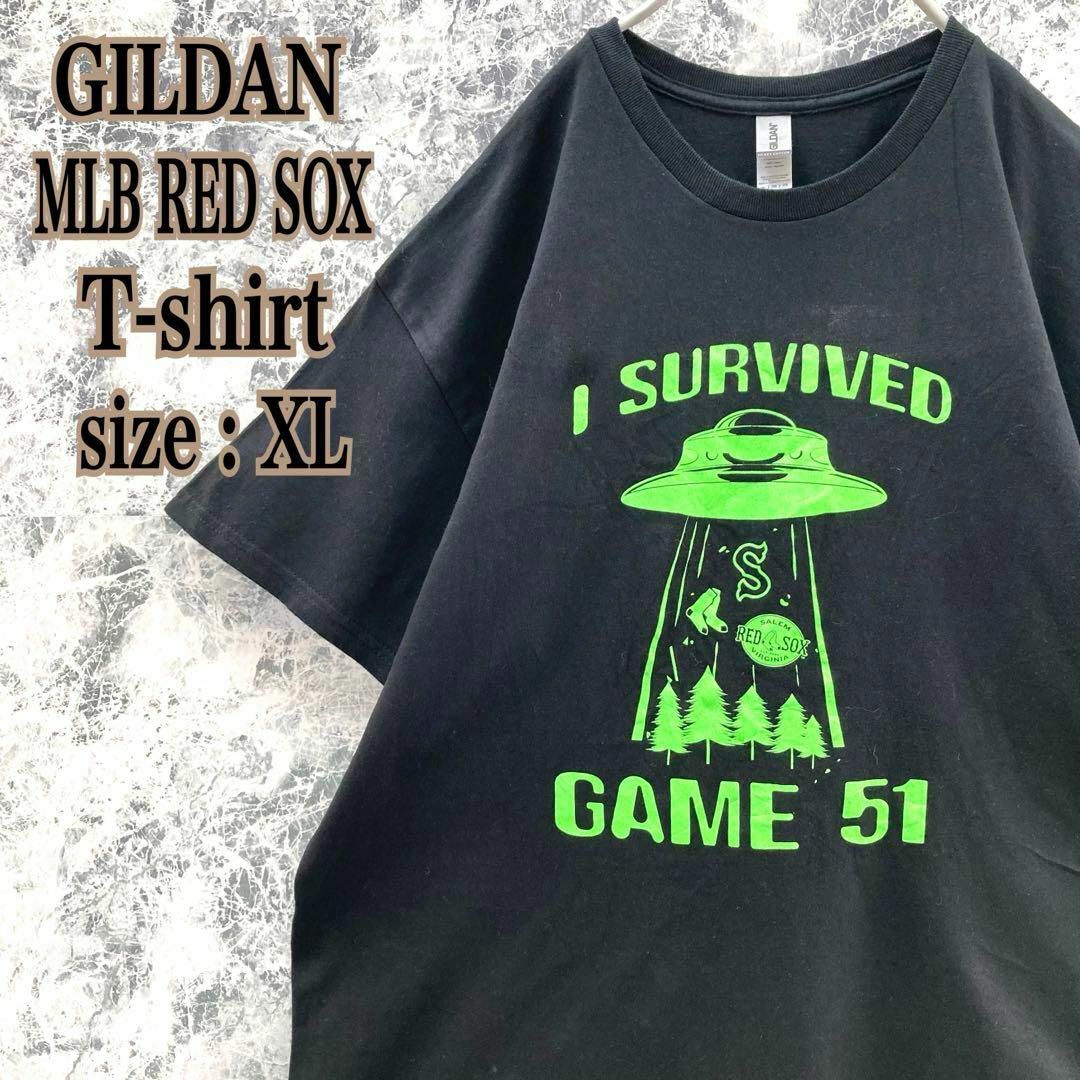 IT115 US古着ギルダンMLBボストンレッドソックスUS企業ロゴ半袖Rシャツ メンズのトップス(Tシャツ/カットソー(半袖/袖なし))の商品写真