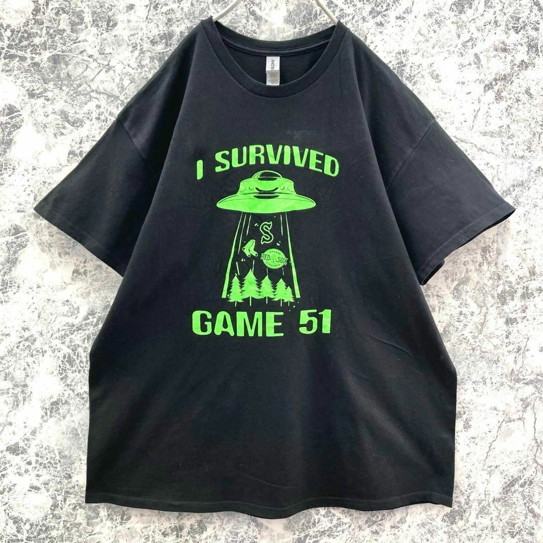 IT115 US古着ギルダンMLBボストンレッドソックスUS企業ロゴ半袖Rシャツ メンズのトップス(Tシャツ/カットソー(半袖/袖なし))の商品写真