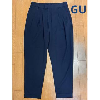 ジーユー(GU)のGU テーパードアンクルパンツ インタック入りパンツ ネイビー レディース L(クロップドパンツ)