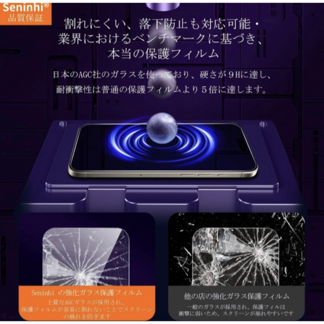 iPhone 15 Pro Max 2枚強化ガラス+2枚レンズ保護+ガイド枠 スマホ/家電/カメラのスマホアクセサリー(保護フィルム)の商品写真