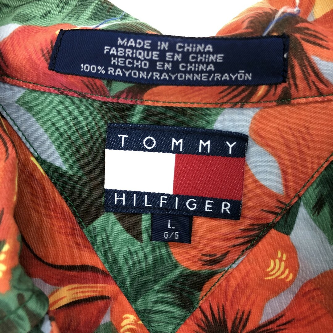 TOMMY HILFIGER(トミーヒルフィガー)の古着 90年代 トミーヒルフィガー TOMMY HILFIGER ハイビスカス柄 オープンカラー レーヨン ハワイアンアロハシャツ メンズL ヴィンテージ /eaa447441 メンズのトップス(シャツ)の商品写真