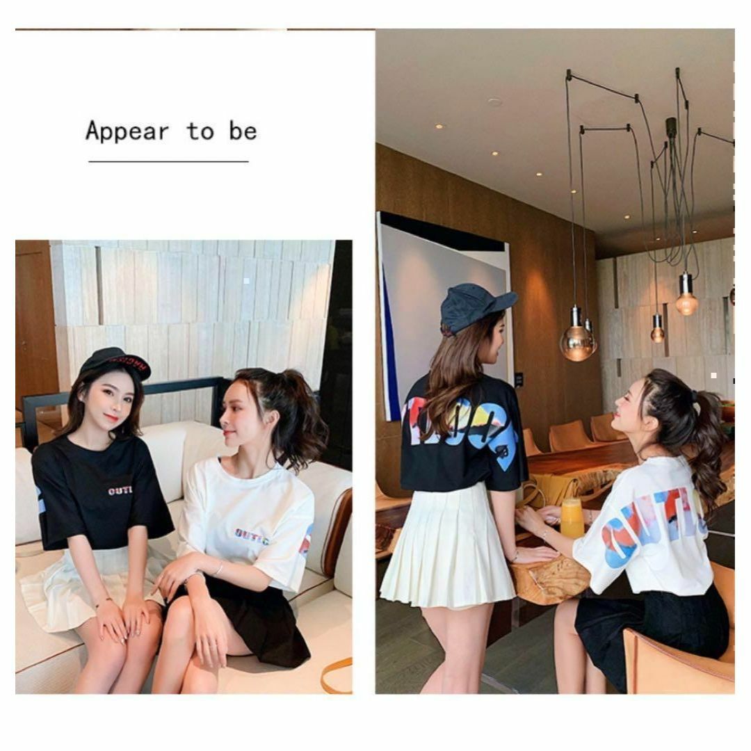 Tシャツ 半袖 体型カバー トップス レディース 女性 シンプル ホワイト LL レディースのトップス(Tシャツ(半袖/袖なし))の商品写真