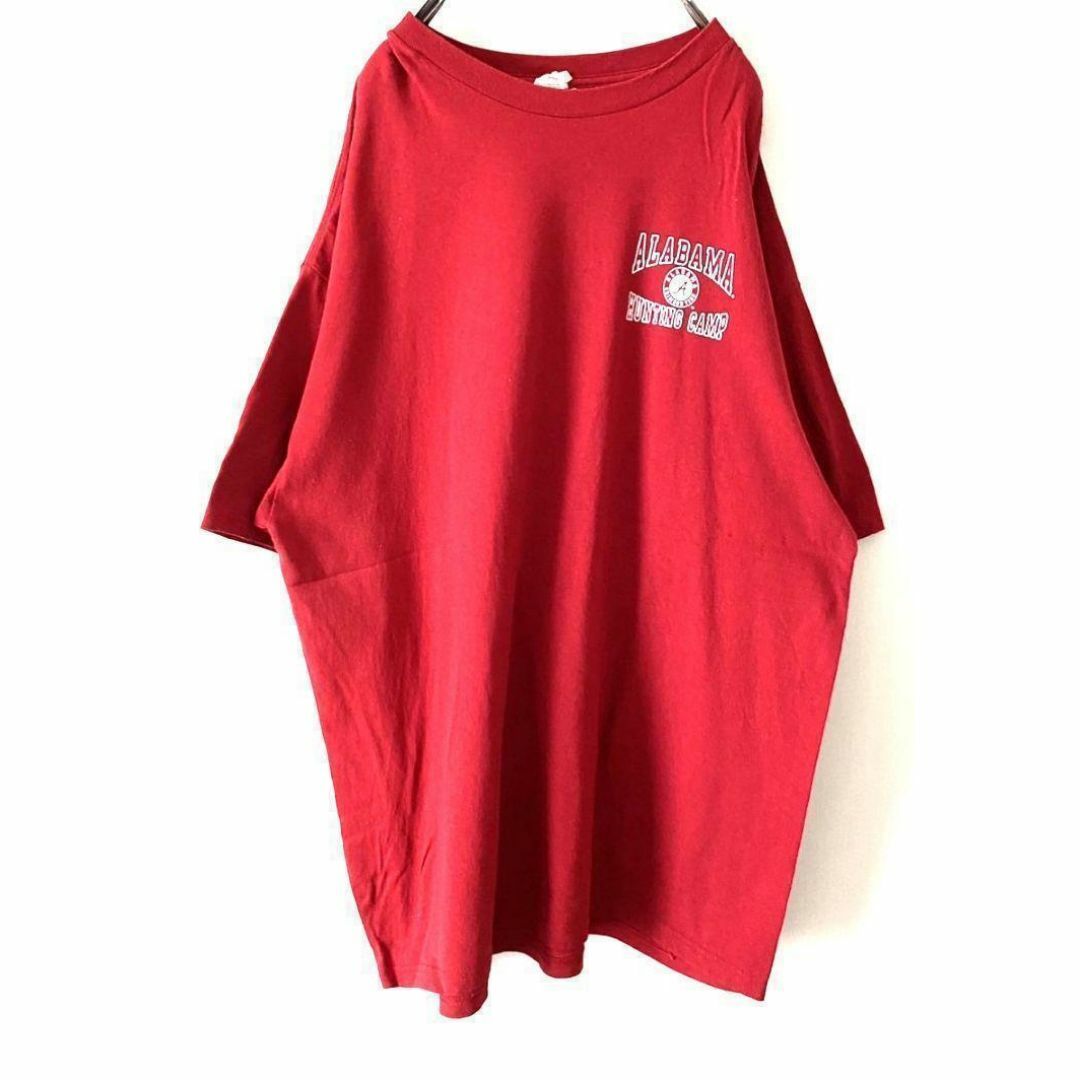 デルタ ALABAMA ハンティング キャンプ カレッジTシャツXLレッド赤古着 メンズのトップス(Tシャツ/カットソー(半袖/袖なし))の商品写真