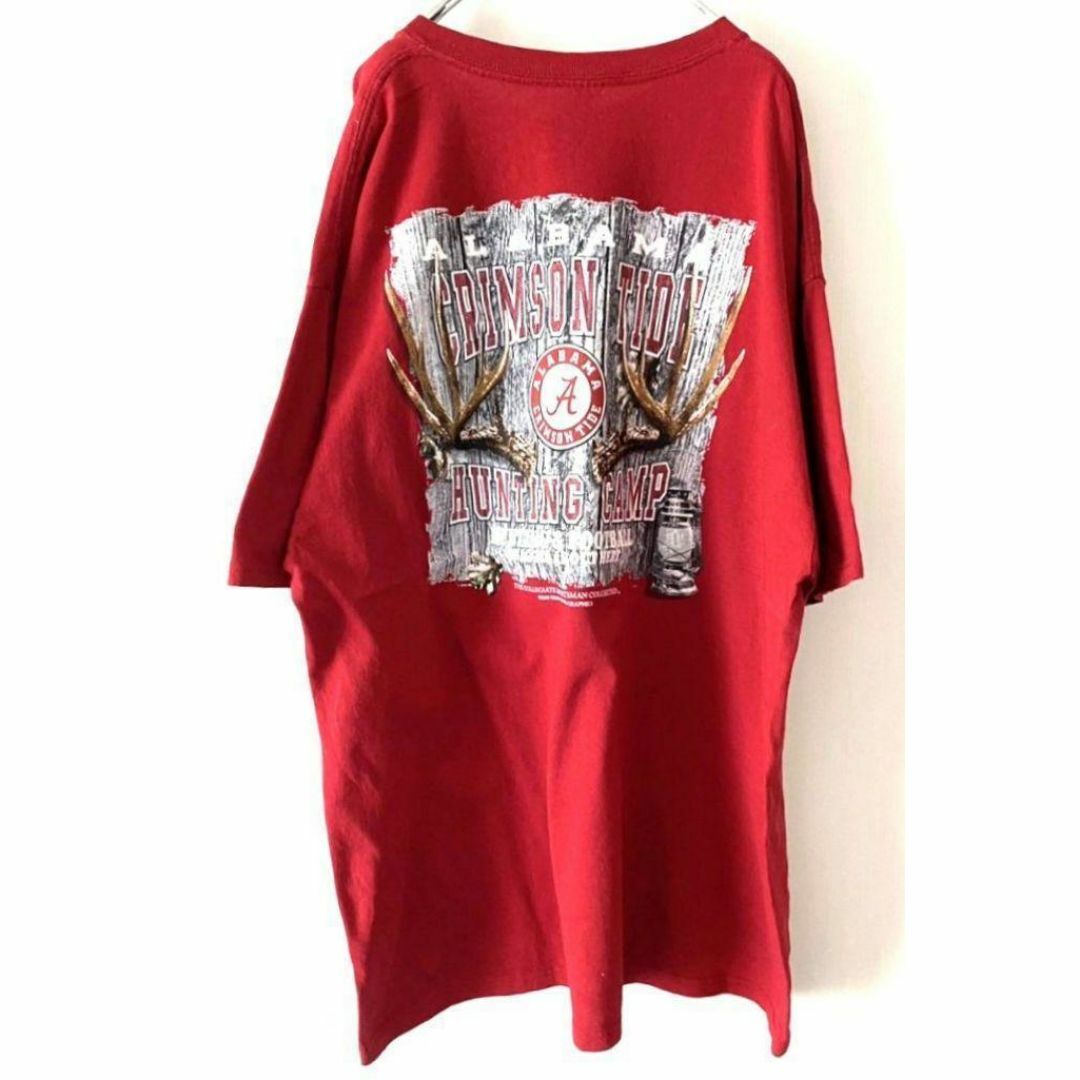 デルタ ALABAMA ハンティング キャンプ カレッジTシャツXLレッド赤古着 メンズのトップス(Tシャツ/カットソー(半袖/袖なし))の商品写真