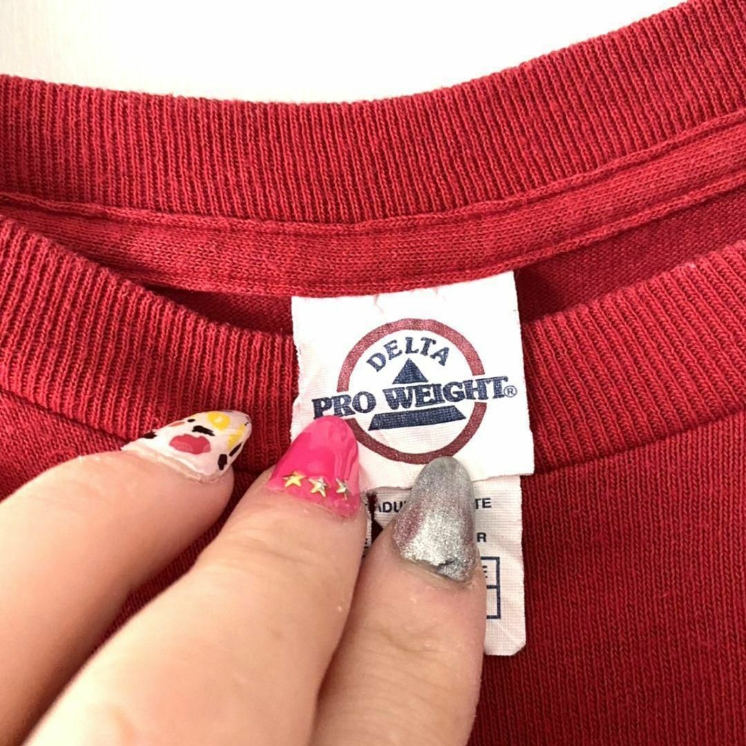 デルタ ALABAMA ハンティング キャンプ カレッジTシャツXLレッド赤古着 メンズのトップス(Tシャツ/カットソー(半袖/袖なし))の商品写真