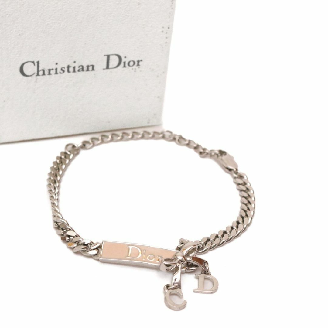 Christian Dior(クリスチャンディオール)のディオール ブレスレット アクセサリー プレート リボン 喜平チェーン ピンク レディースのアクセサリー(ブレスレット/バングル)の商品写真