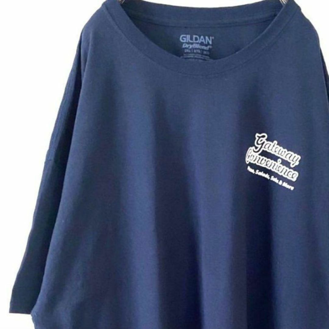 ギルダン ゲートウェイ コンビニエンス Tシャツ 2XL ネイビー 古着 メンズのトップス(Tシャツ/カットソー(半袖/袖なし))の商品写真