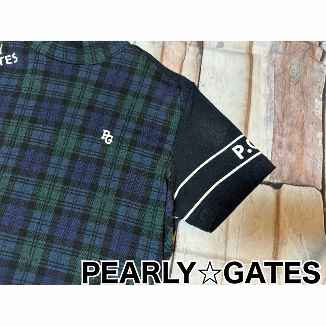 PEARLY GATES(パーリーゲイツ)のパーリーゲイツ　モックネック　半袖　ブラックウォッチ　サイズ２　2023年商品 スポーツ/アウトドアのゴルフ(ウエア)の商品写真