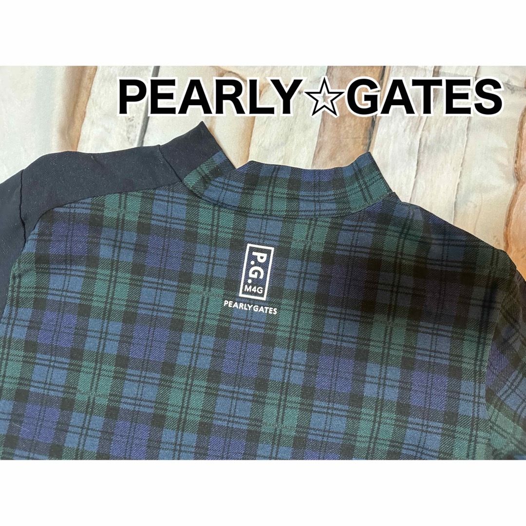PEARLY GATES(パーリーゲイツ)のパーリーゲイツ　モックネック　半袖　ブラックウォッチ　サイズ２　2023年商品 スポーツ/アウトドアのゴルフ(ウエア)の商品写真