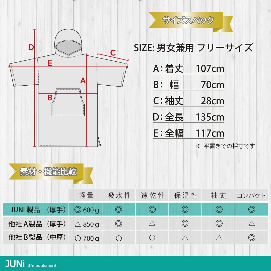 サウナポンチョ　サーフィンポンチョ　着替えポンチョ　タオルポンチョ　サウナグッズ スポーツ/アウトドアのスポーツ/アウトドア その他(サーフィン)の商品写真