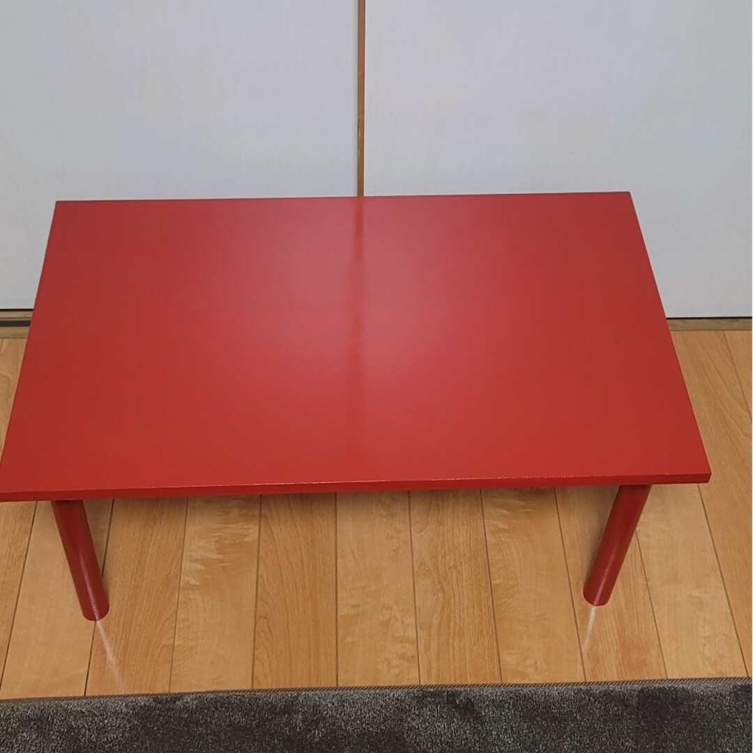 木材テーブル 【レッド 赤】DIY オーダーメイド ハンドメイドのインテリア/家具(家具)の商品写真