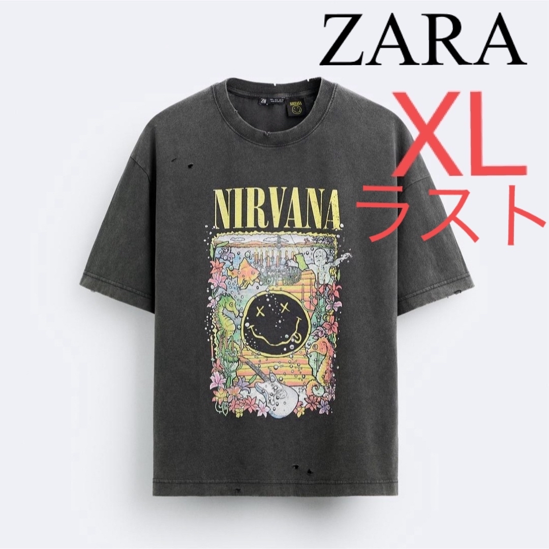 ZARA(ザラ)のZARA⭐︎ NIRVANAⒸダメージTシャツ　グランジ　 ニルヴァーナ   レディースのトップス(Tシャツ(半袖/袖なし))の商品写真