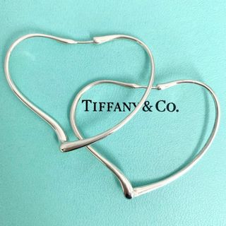 ティファニー(Tiffany & Co.)のティファニー オープンハート フープ ピアス ミディアム 美品 ds18(ピアス)