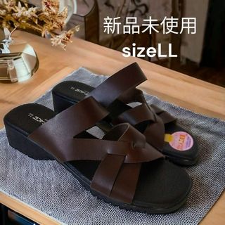 新品/LL 日本製 やわらかい素材ではきやすい 人工皮革 レディース サンダル(サンダル)