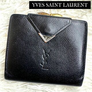 Yves Saint Laurent - YSL イヴサンローラン がま口コンパクトウォレット ブラック ゴールド