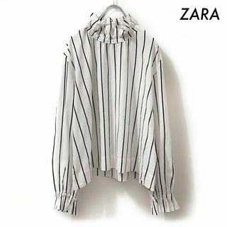 ザラ(ZARA)のZARA ザラ★ストライプ柄 長袖ブラウス プルオーバー スタンドカラー(シャツ/ブラウス(長袖/七分))