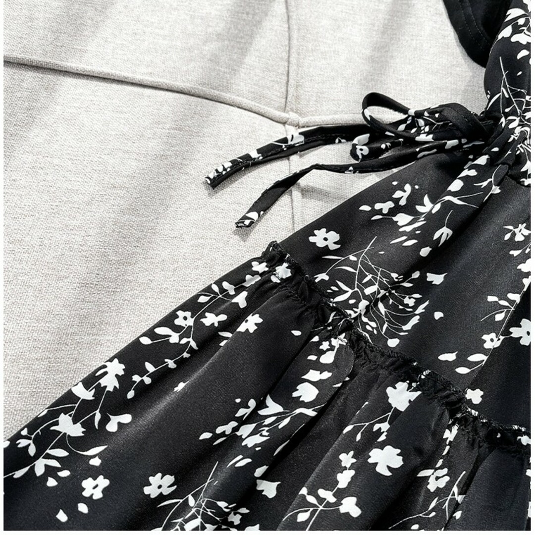 小花柄 半袖 ワンピース レディースのワンピース(ロングワンピース/マキシワンピース)の商品写真