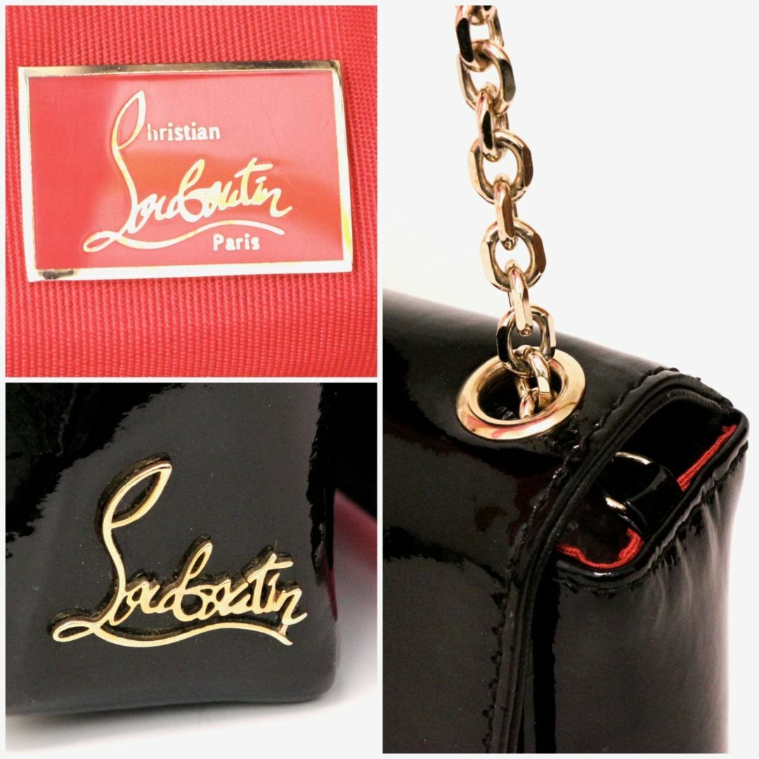 Christian Louboutin(クリスチャンルブタン)のルブタン ショルダーバッグ パーティバッグ チェーン リボン パテント ブラック レディースのバッグ(ショルダーバッグ)の商品写真