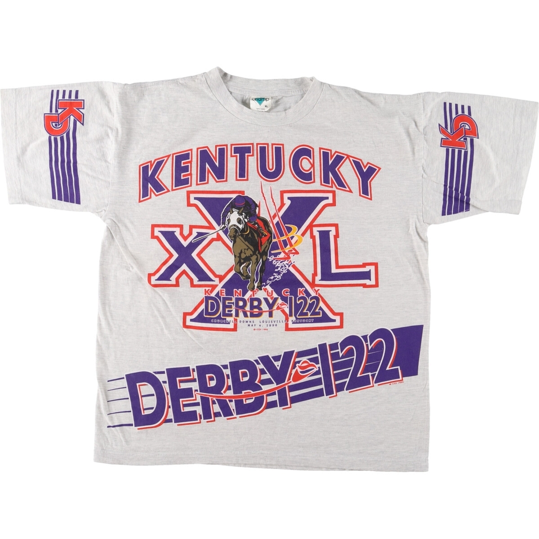 古着 90年代 TOWN CHAMP KENTUCKY DERBY 122 大判プリント スポーツプリントTシャツ メンズXL ヴィンテージ /eaa447849 メンズのトップス(Tシャツ/カットソー(半袖/袖なし))の商品写真