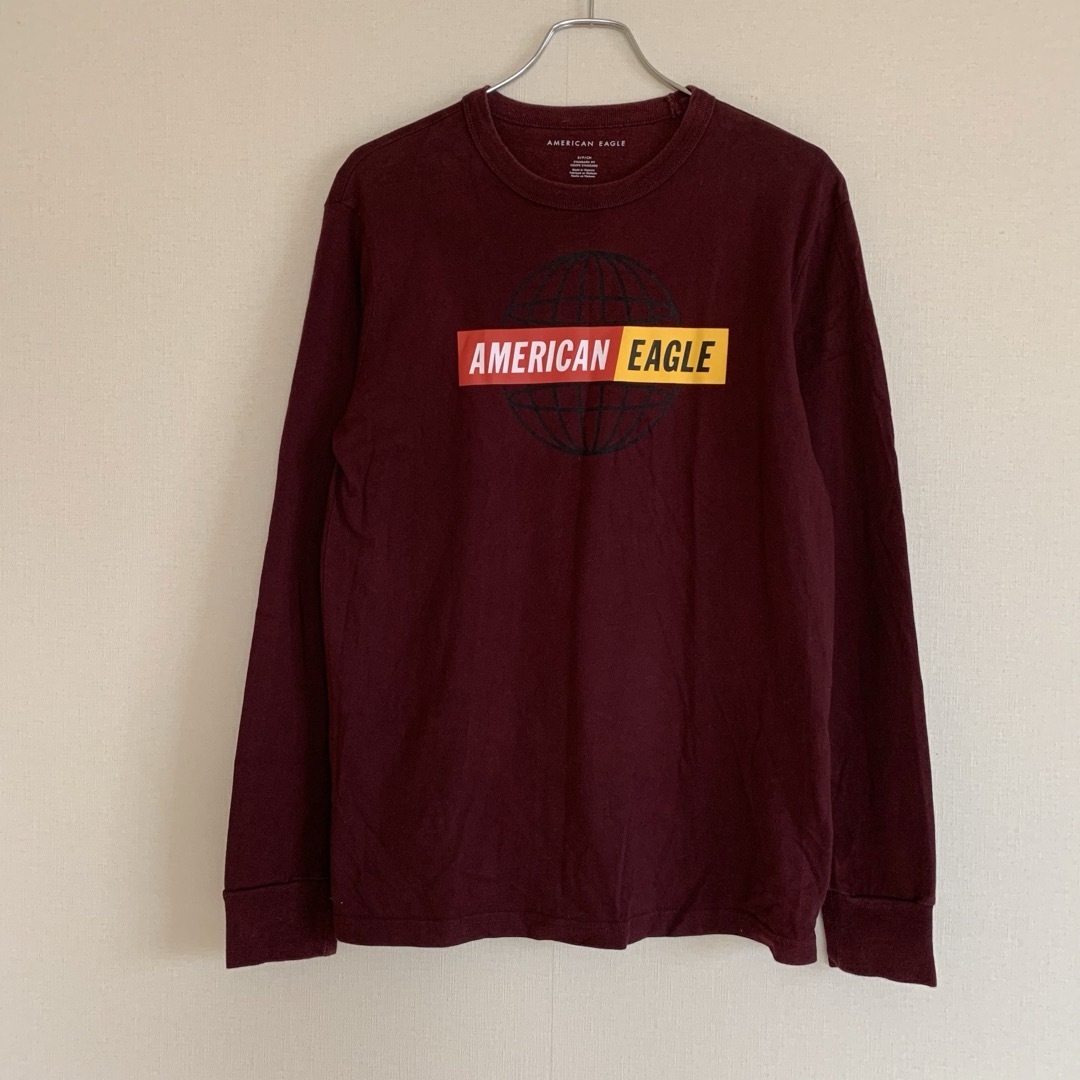 American Eagle(アメリカンイーグル)のアメリカンイーグル メンズ Tシャツ 長袖 長T ロゴT カジュアル S 古着 メンズのトップス(Tシャツ/カットソー(七分/長袖))の商品写真