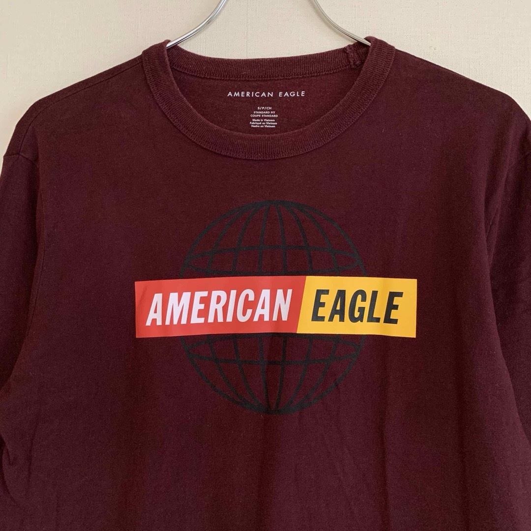 American Eagle(アメリカンイーグル)のアメリカンイーグル メンズ Tシャツ 長袖 長T ロゴT カジュアル S 古着 メンズのトップス(Tシャツ/カットソー(七分/長袖))の商品写真