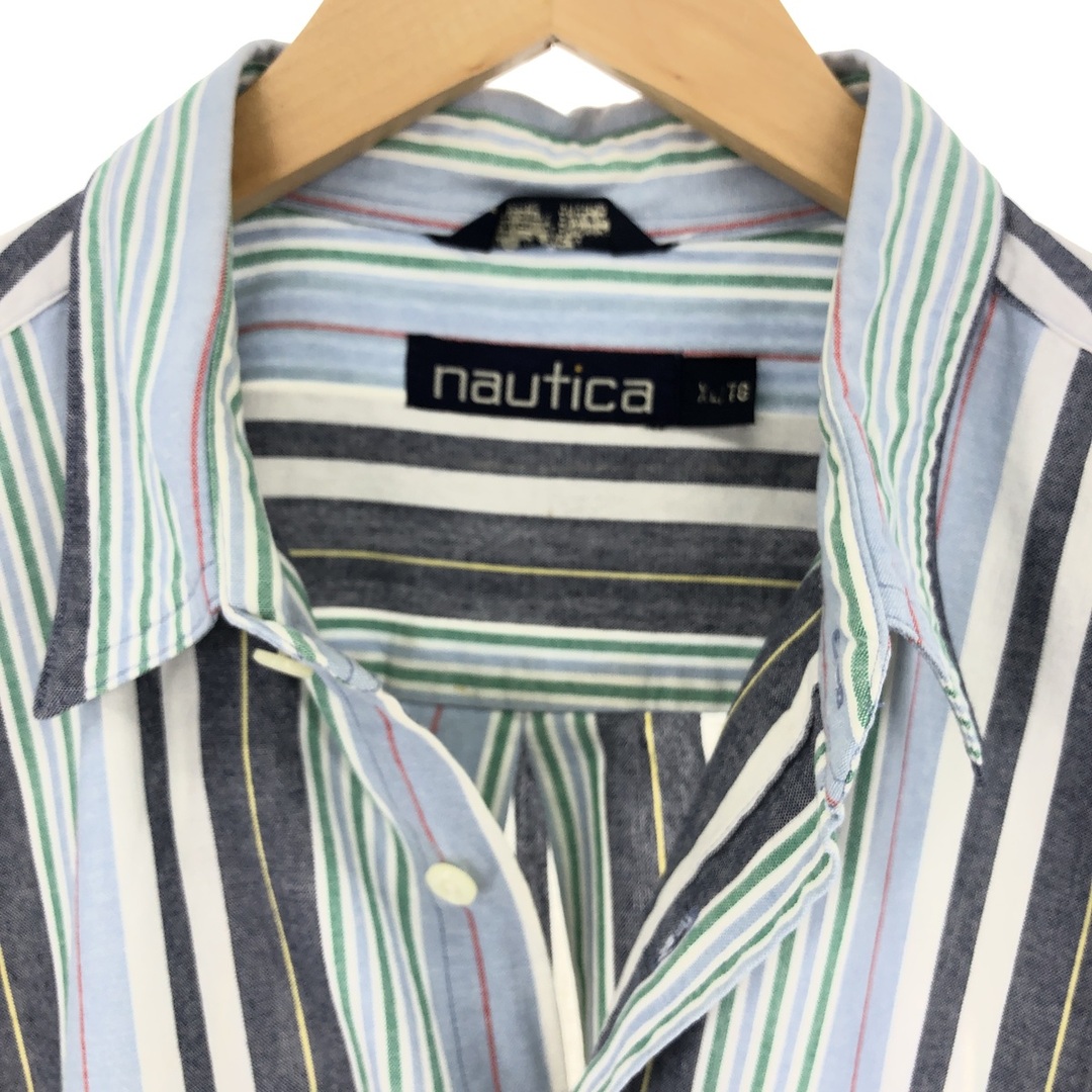 NAUTICA(ノーティカ)の古着 90年代 ノーティカ NAUTICA マルチストライプ 半袖 ストライプシャツ メンズXL ヴィンテージ /eaa448822 メンズのトップス(シャツ)の商品写真