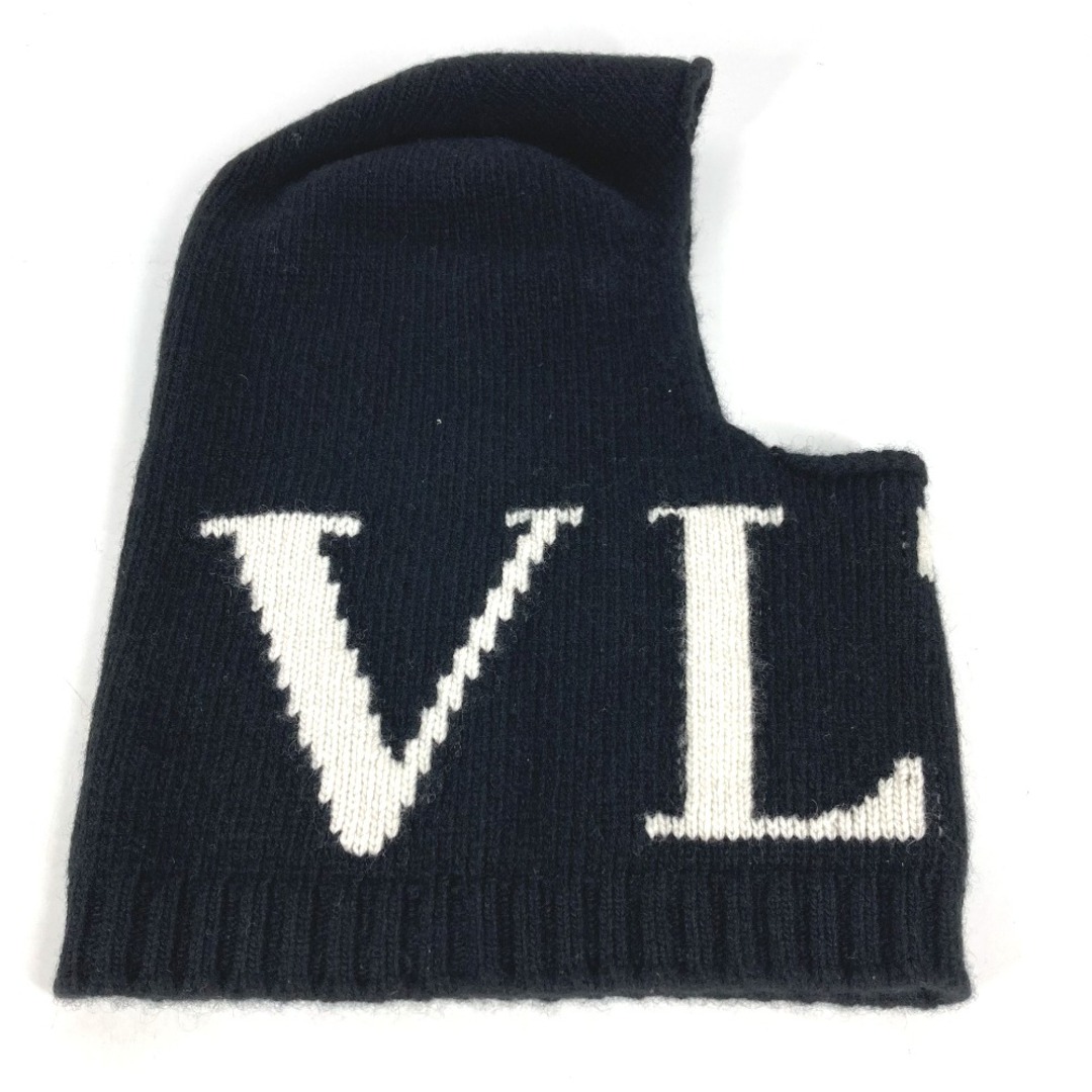 VALENTINO(ヴァレンティノ)のヴァレンティノ VALENTINO ロゴ 目出し帽 ビーニー 帽子 ニット帽 ニットキャップ VLTN ニット帽 ウール/カシミヤ ブラック 美品 メンズの帽子(ニット帽/ビーニー)の商品写真