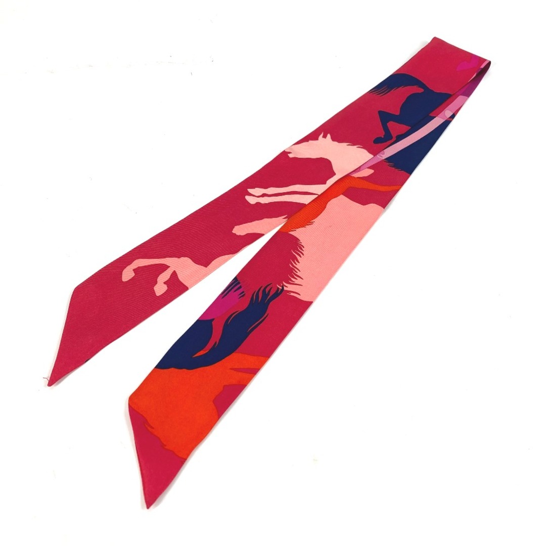 Hermes(エルメス)のエルメス HERMES ツイリー ツィリー 馬 シュバル ホース バンドースカーフ スカーフ シルク ピンク レディースのファッション小物(バンダナ/スカーフ)の商品写真