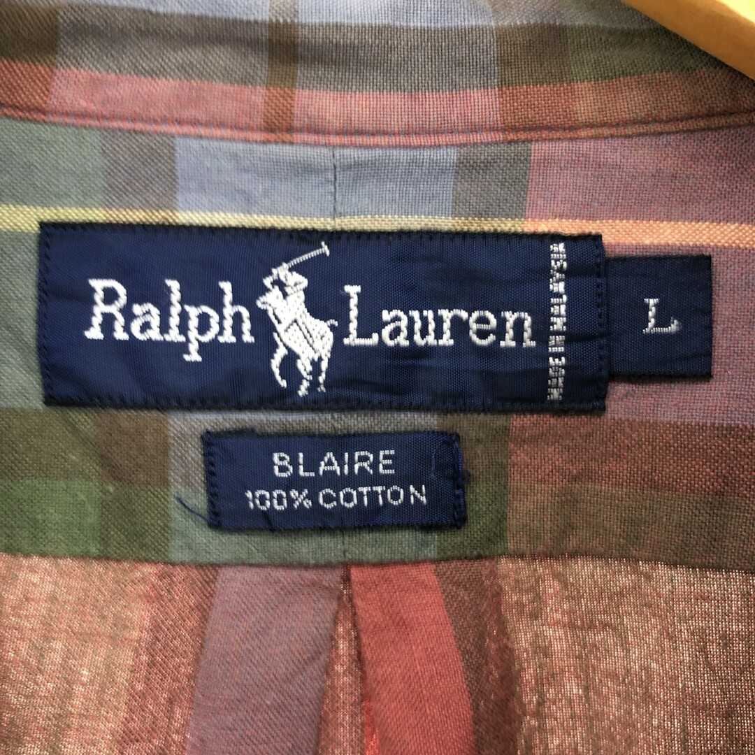 Ralph Lauren(ラルフローレン)の古着 ラルフローレン Ralph Lauren BLAKE スタンドカラー 半袖 チェックシャツ メンズL /eaa448828 メンズのトップス(シャツ)の商品写真