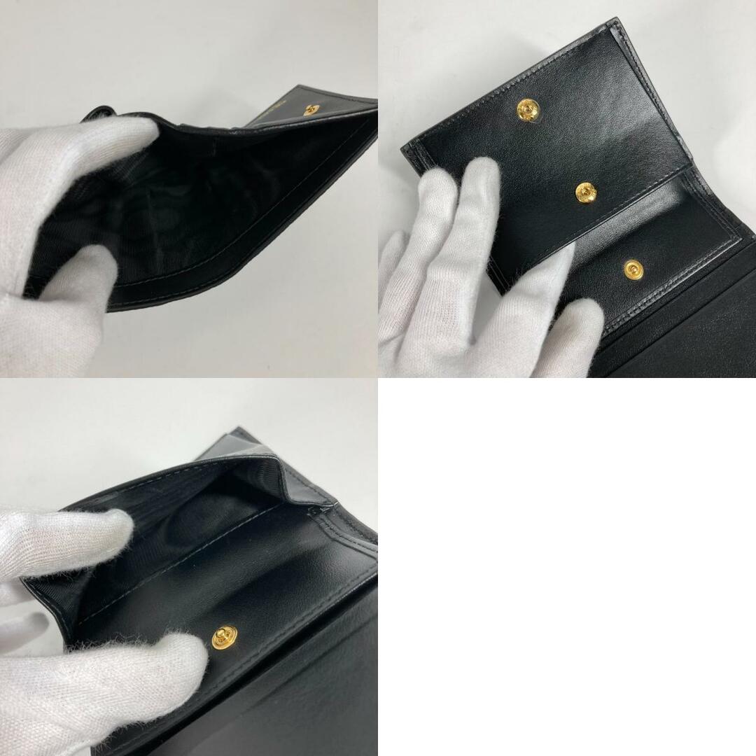 PRADA(プラダ)のプラダ PRADA ロゴ コンパクトウォレット 2つ折り財布 レザー ブラック 新品同様 レディースのファッション小物(財布)の商品写真