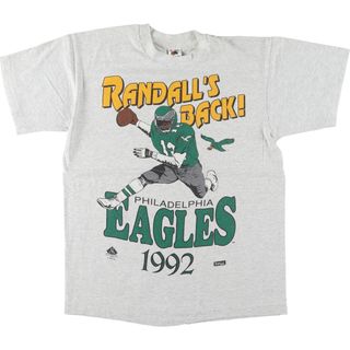 フルーツオブザルーム(FRUIT OF THE LOOM)の古着 90年代 フルーツオブザルーム FRUIT OF THE LOOM NFL PHILADELPHIA EAGLES フィラデルフィアイーグルズ スポーツプリントTシャツ USA製 メンズL ヴィンテージ /eaa447859(Tシャツ/カットソー(半袖/袖なし))