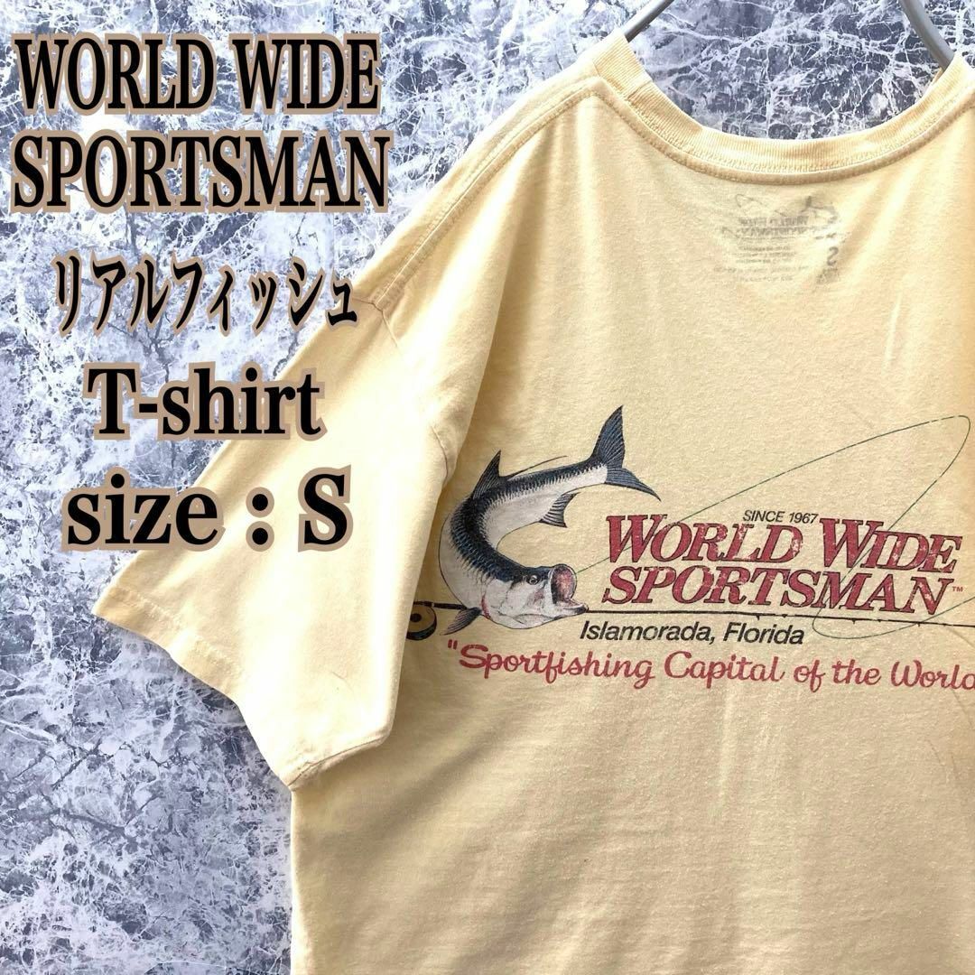 VINTAGE(ヴィンテージ)のIT104 US古着ワールドワイドスポーツマンリアルフィッシュバックロゴTシャツ メンズのトップス(Tシャツ/カットソー(半袖/袖なし))の商品写真