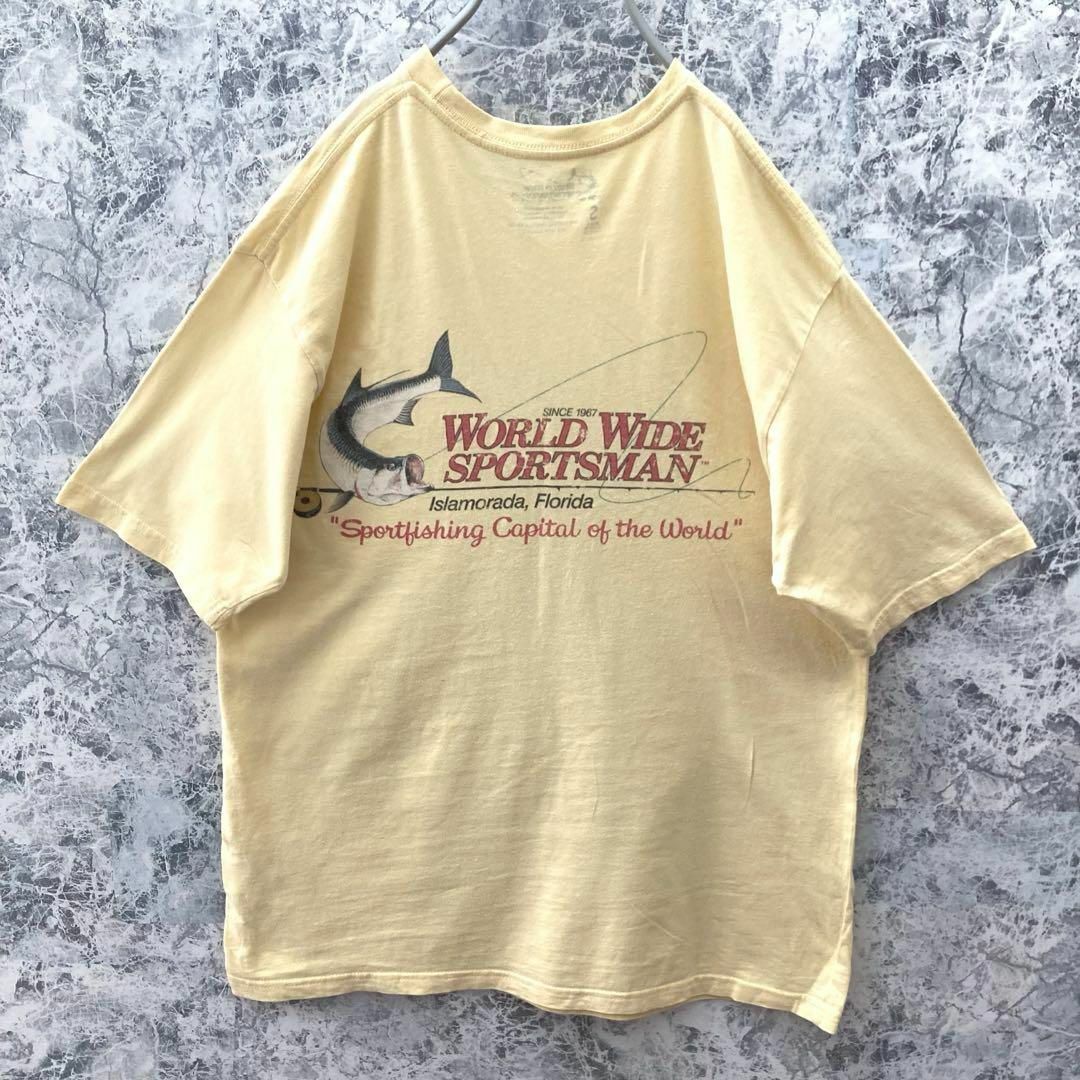 VINTAGE(ヴィンテージ)のIT104 US古着ワールドワイドスポーツマンリアルフィッシュバックロゴTシャツ メンズのトップス(Tシャツ/カットソー(半袖/袖なし))の商品写真