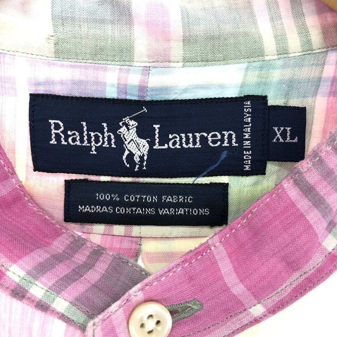 Ralph Lauren(ラルフローレン)の古着 ラルフローレン Ralph Lauren スタンドカラー 半袖 チェックシャツ メンズXL /eaa448830 メンズのトップス(シャツ)の商品写真