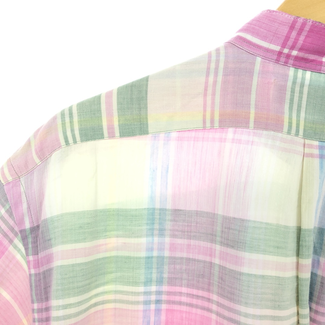 Ralph Lauren(ラルフローレン)の古着 ラルフローレン Ralph Lauren スタンドカラー 半袖 チェックシャツ メンズXL /eaa448830 メンズのトップス(シャツ)の商品写真